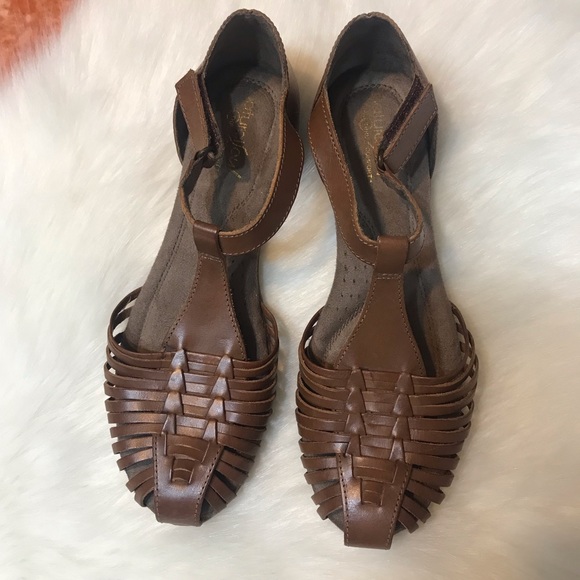 Natural Soul All Thru Comfort ⚜️ Brown Leather Gylo Sandals - Picture 3 of 10